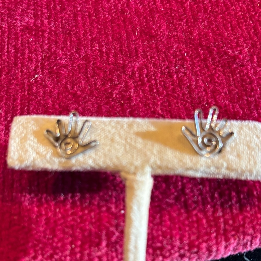 Sterling Silver Hand Design Earrings